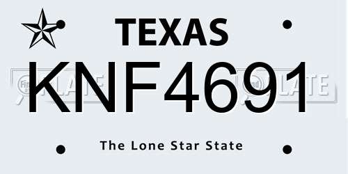 KNF4691 Texas License Plate