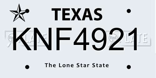 KNF4921 Texas License Plate