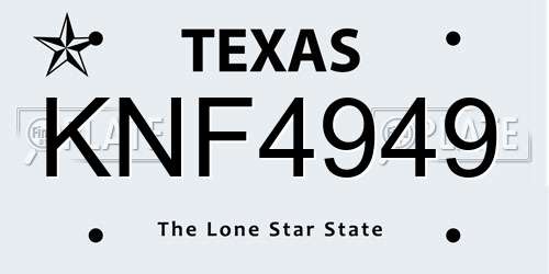 KNF4949 Texas License Plate