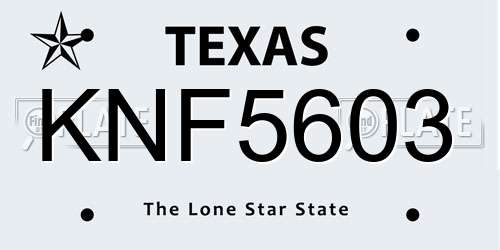 KNF5603 Texas License Plate
