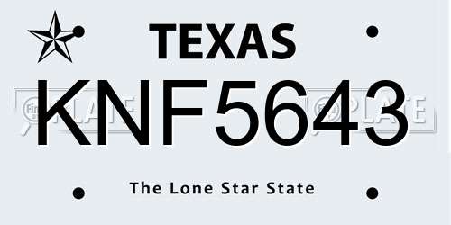 KNF5643 Texas License Plate