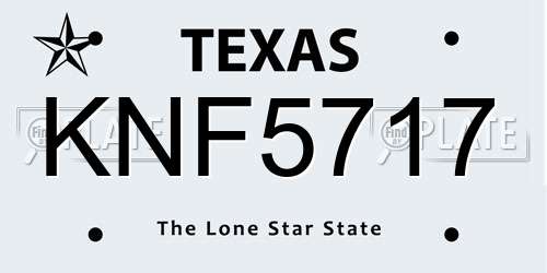 KNF5717 Texas License Plate