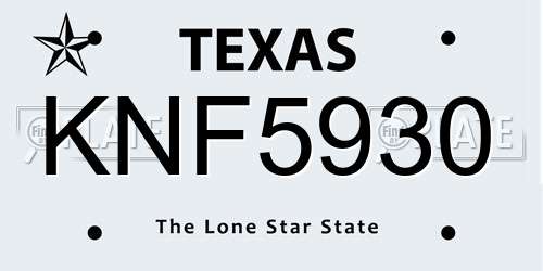 KNF5930 Texas License Plate
