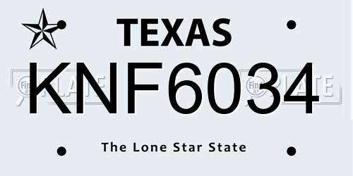 KNF6034 Texas License Plate