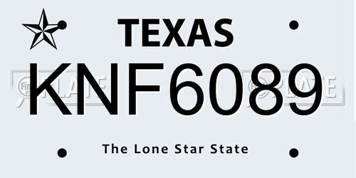 KNF6089 Texas License Plate