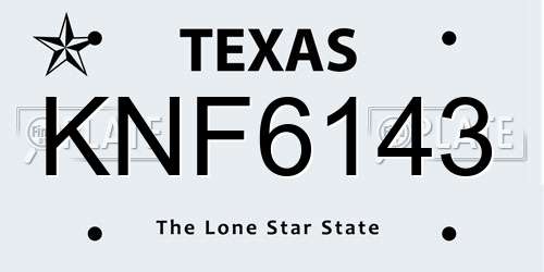 KNF6143 Texas License Plate