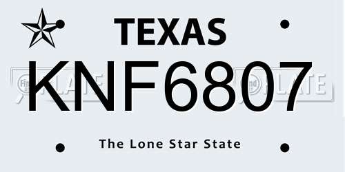 KNF6807 Texas License Plate
