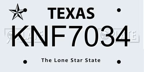 KNF7034 Texas License Plate