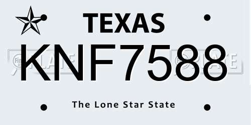 KNF7588 Texas License Plate