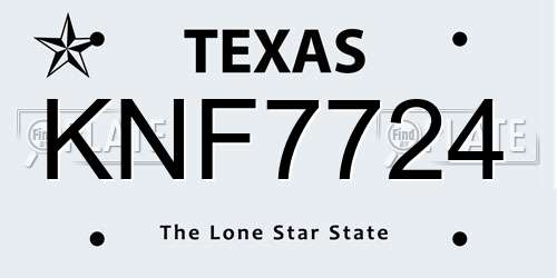 KNF7724 Texas License Plate