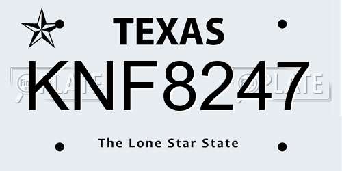 KNF8247 Texas License Plate