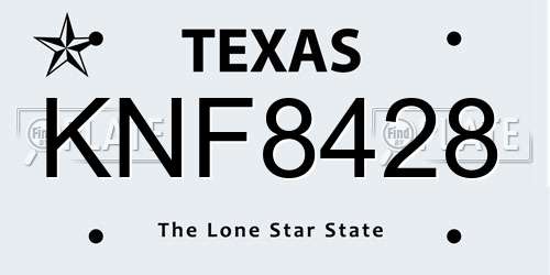 KNF8428 Texas License Plate