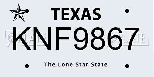 KNF9867 Texas License Plate