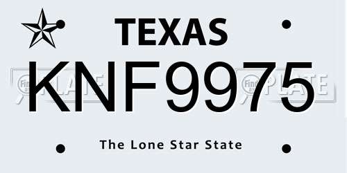 KNF9975 Texas License Plate