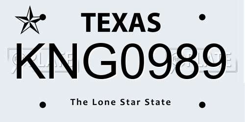 KNG0989 Texas License Plate