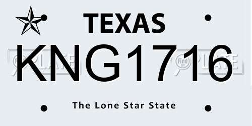 KNG1716 Texas License Plate
