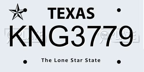 KNG3779 Texas License Plate