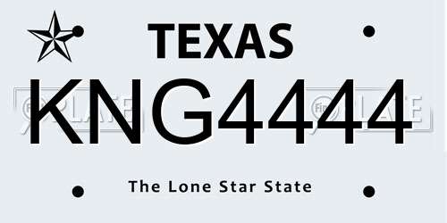 KNG4444 Texas License Plate