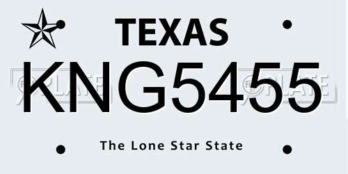 KNG5455 Texas License Plate