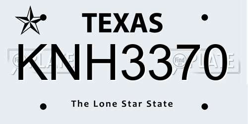 KNH3370 Texas License Plate