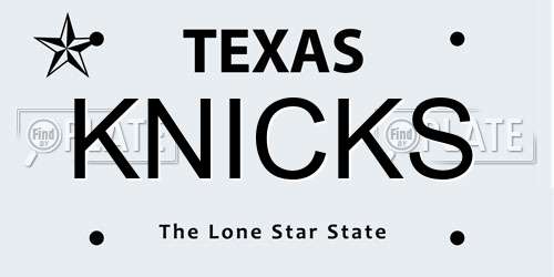 KNICKS Texas License Plate