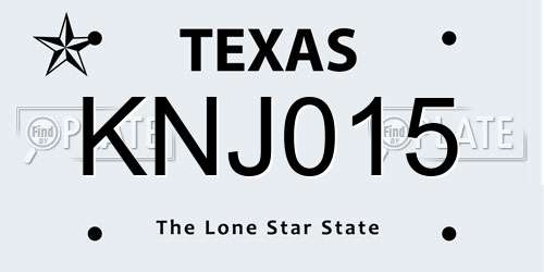 KNJ015 Texas License Plate