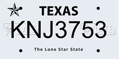KNJ3753 Texas License Plate