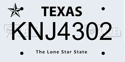 KNJ4302 Texas License Plate