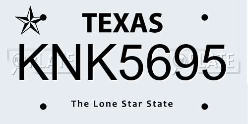KNK5695 Texas License Plate