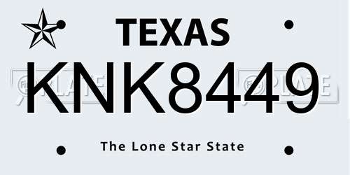 KNK8449 Texas License Plate