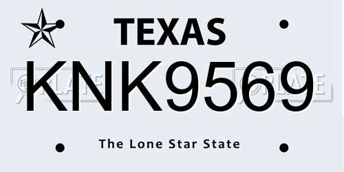 KNK9569 Texas License Plate