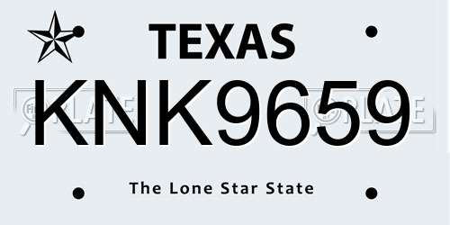 KNK9659 Texas License Plate