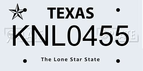 KNL0455 Texas License Plate
