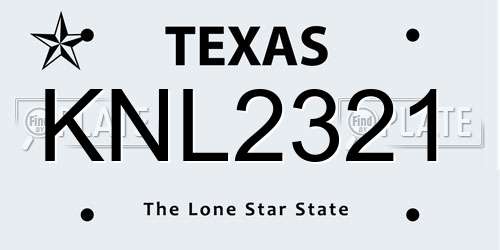 KNL2321 Texas License Plate