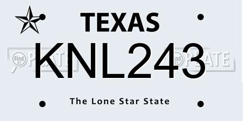 KNL243 Texas License Plate