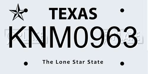 KNM0963 Texas License Plate
