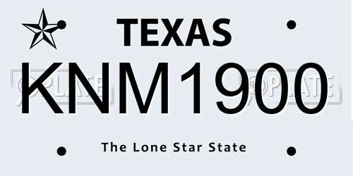 KNM1900 Texas License Plate