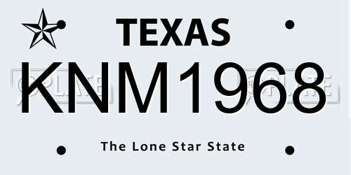 KNM1968 Texas License Plate