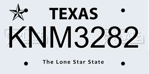 KNM3282 Texas License Plate