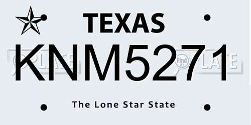 KNM5271 Texas License Plate