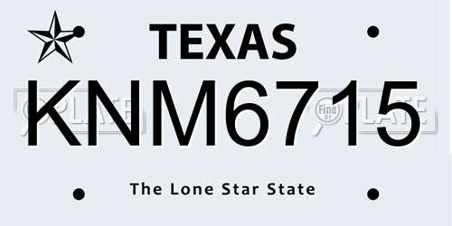 KNM6715 Texas License Plate