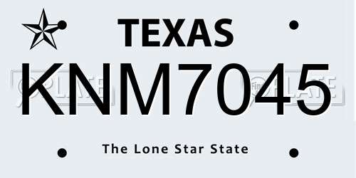 KNM7045 Texas License Plate