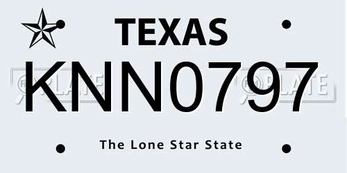 KNN0797 Texas License Plate