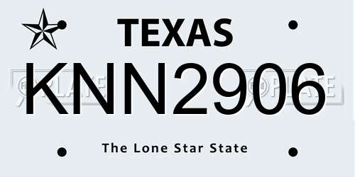 KNN2906 Texas License Plate