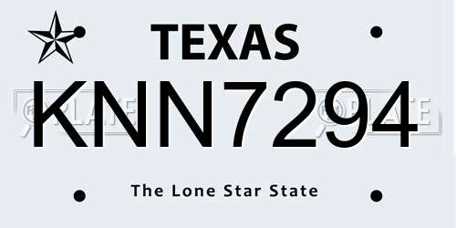 KNN7294 Texas License Plate