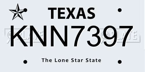 KNN7397 Texas License Plate