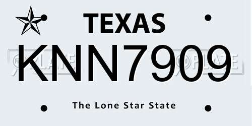 KNN7909 Texas License Plate