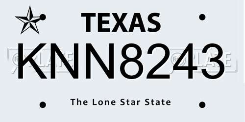 KNN8243 Texas License Plate