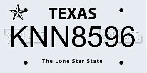 KNN8596 Texas License Plate