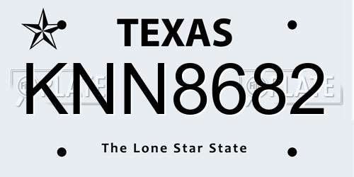 KNN8682 Texas License Plate